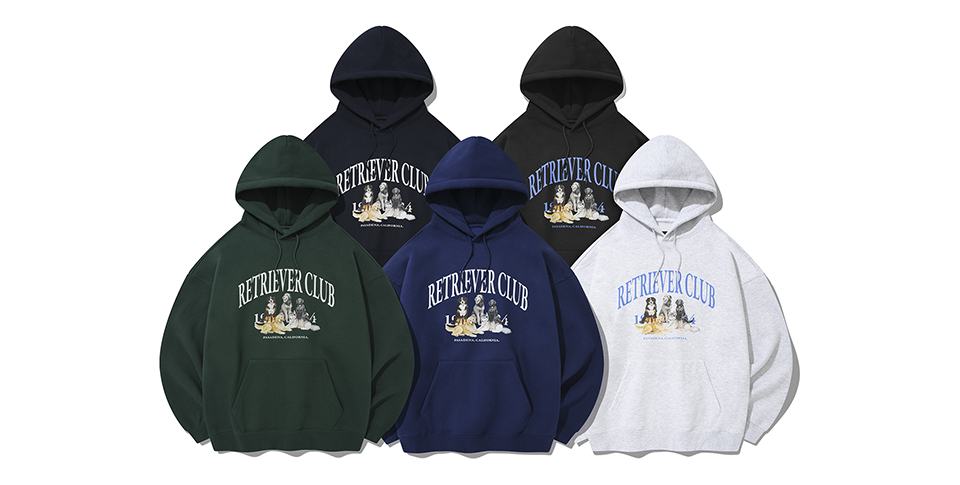 MUSINSA | RETRIEVER CLUB RETRIEVER FRIENDS HOODIE [INDIGO BLUE]