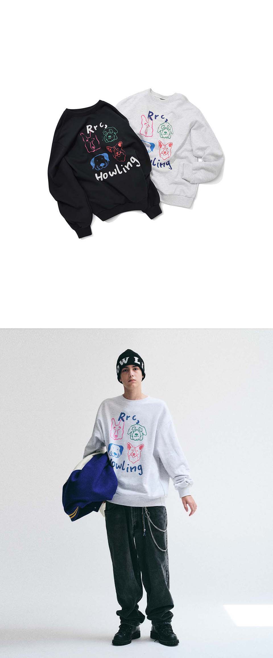 [RETRIEVER CLUB]UNISEX●COLOR HOWLING CREWNECK MUSINSA | RETRIEVER CLUB COLOR HOWLING CREWNECK [MELANGE GRAY]